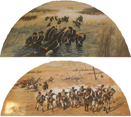 Sceny batalistyczne bitwy, zdobienie malarskie kaplicy Krupczyce (Czyżewszczyzna). Kaplica memorialna