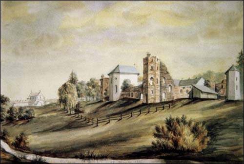  -  Замок Сапегов, руины. Замок Сапегов в Гольшанах, рисунок Наполеона Орды (1876 г.)