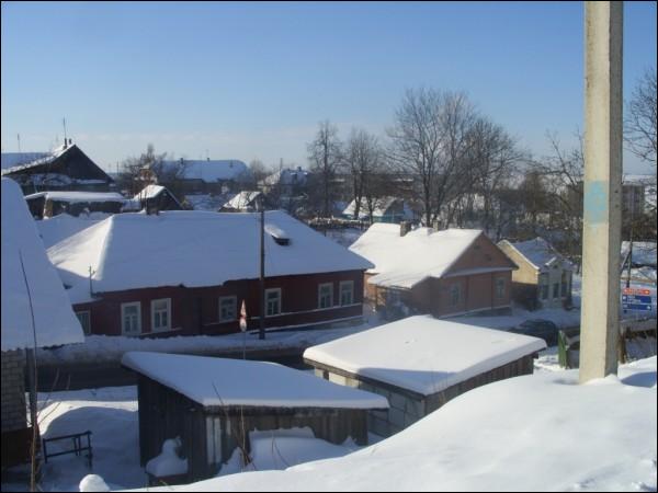 вуліца гораду зімою Новогрудок. Улицы города