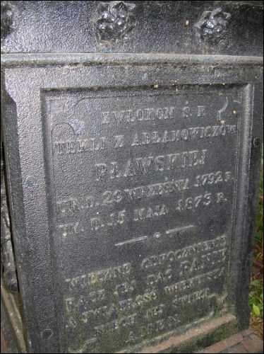 Mińsk |  Cmentarz Kalwaryjski. Nagrobek Tekli z Abłamowiczów Pławskiej (1792-1873)