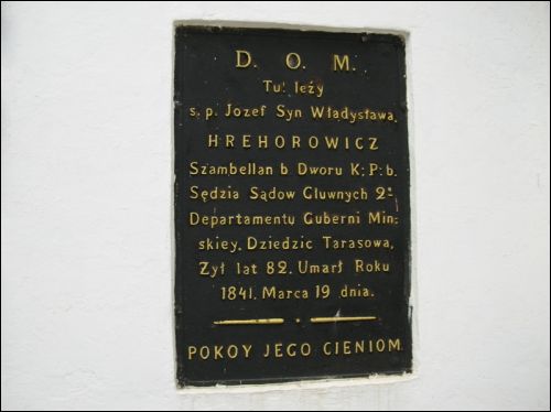 Mińsk |  Cmentarz Kalwaryjski. Tablica nagrobna Józefa Hrehorowicza (+1841)