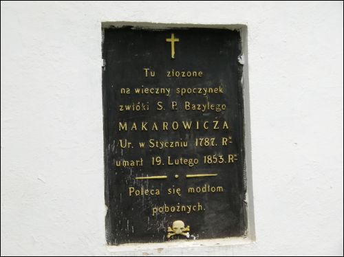 Mińsk |  Cmentarz Kalwaryjski. Tablica nagrobna Bazylego Makarowicza (1787-1853)