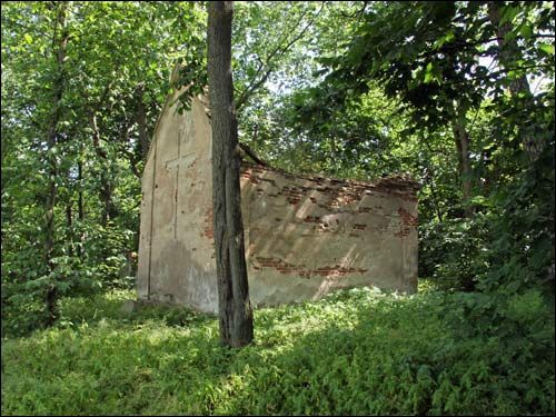  - Cmentarz chrześcijański. Kaplica grobowa. Ruiny kaplicy grobowej na cmentarzu w Wielkiej Lipie, 07 2008