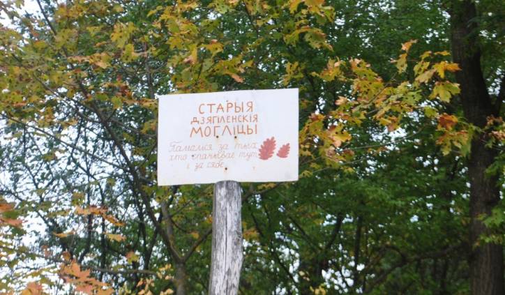 Каля саміх могілак усталявалі шыльду Дзягільна. Могілкі роду Янушкевічаў