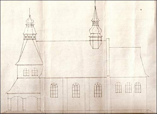  - Касцёл Маці Божай Анёльскай. Праект касьцёла, бакавы фасад. Пач. ХХ ст.