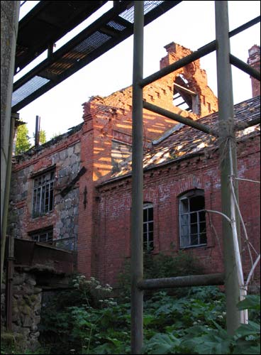 Płamia (Bielica Stara) |  Dwór gospodarczy Świackich. Gorzelnia, fragment