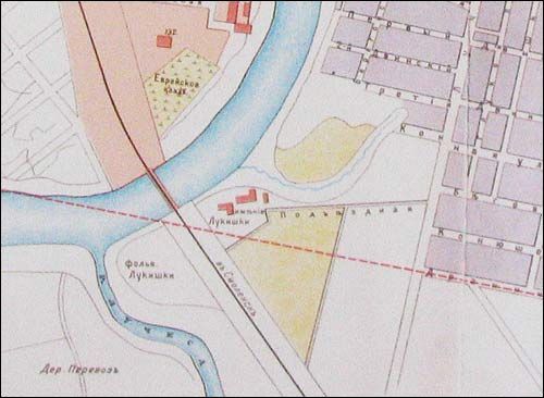Лукішкі (Віцебск) |  Прысядзібны парк (рэшткі). Двор і фальварак Лукішкі на мапе Віцебска пач. ХХ ст.