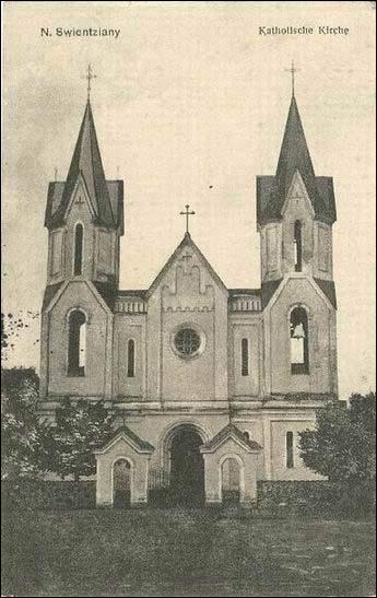 Свенцяны (Швенчёнис) |  Город на старых фотографиях . Костёл в Свенцянах на германской открытке 1916 г.
