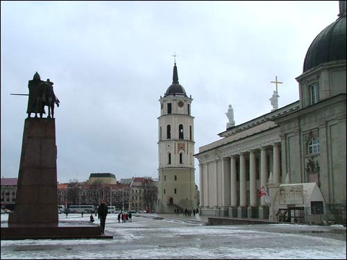 View from the south-east Vilnius. Catholic church Cathedral