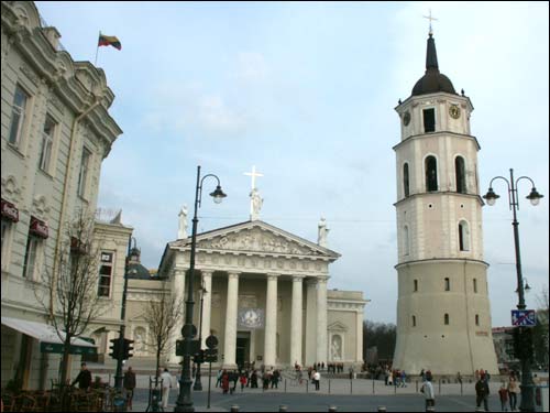 View from the Gedymin (Gedimino) prospect Vilnius. Catholic church Cathedral