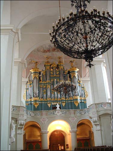 The organ-loft Vilnius. Catholic church of St. John the Baptist and St. Jonh the Apostle and Evangelist
