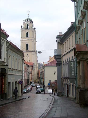 Belfry Vilnius. Catholic church of St. John the Baptist and St. Jonh the Apostle and Evangelist
