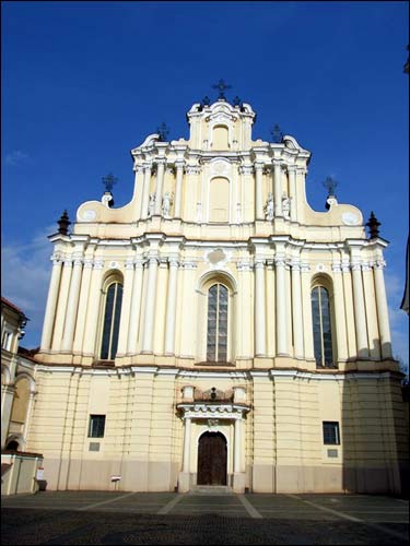 Main facade Vilnius. Catholic church of St. John the Baptist and St. Jonh the Apostle and Evangelist