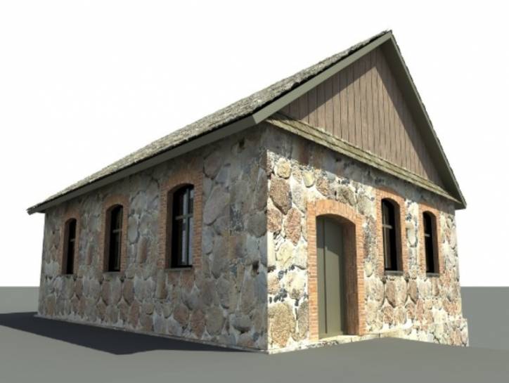 Сінагога. Рэндар праекта аднаўлення, распрацаваны архітэктарамі Таварыства аховы помнікаў Лужкі. Сінагога